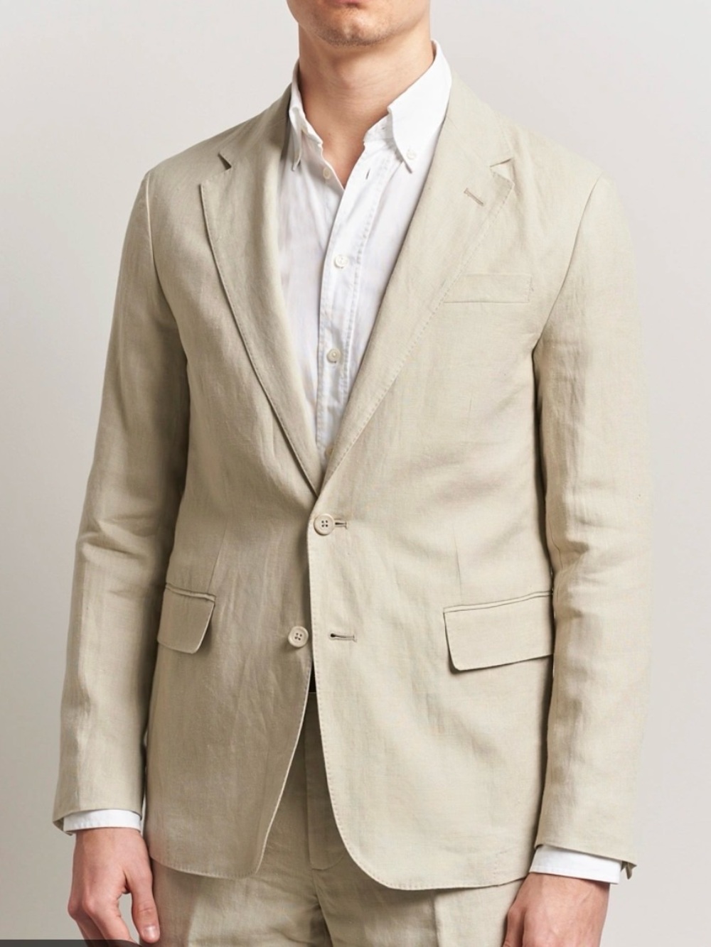 Lauren Ralph Lauren Beige Luxury Linen Two-Button Blazer 38R